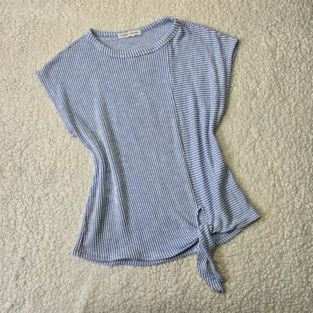 Caution To The Wind Striped Top With Tie Hem